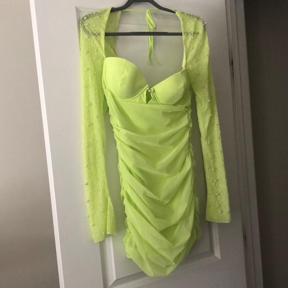 Oh polly dress long sleeve embellished